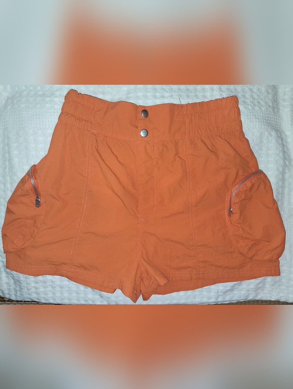 Love Tree Orange Elastic Waist Utility Shorts
